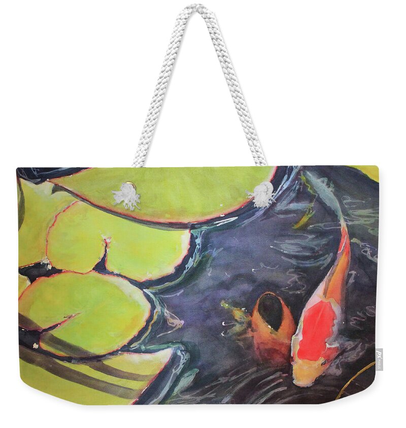 Koi Weekender Tote Bag featuring the painting Koi Pond by Madeleine Arnett