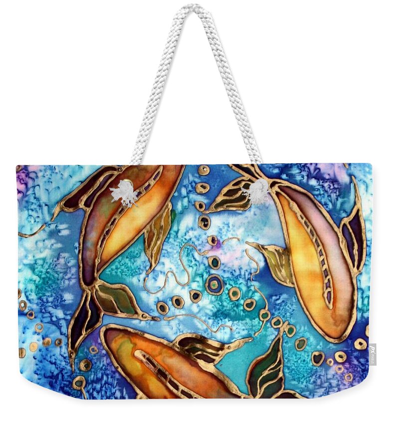 Koi Weekender Tote Bag featuring the painting Koiful by Pat Purdy