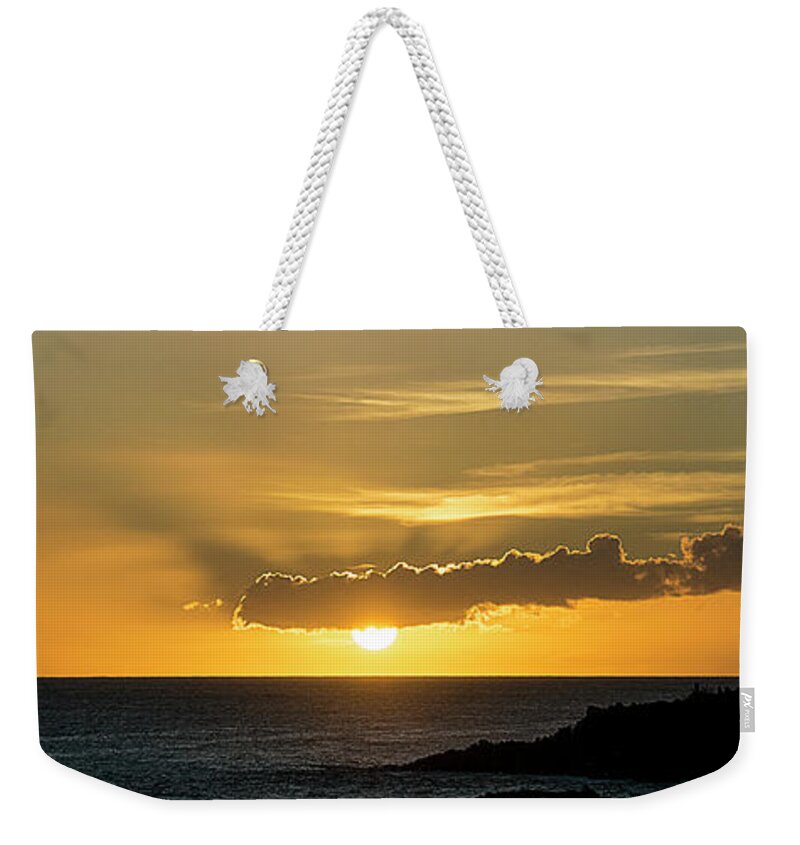 Office Decor Weekender Tote Bag featuring the photograph Koloa Sunset 7709 Pano by Chuck Flewelling