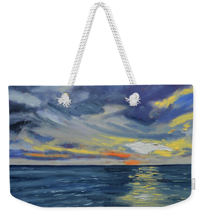 Sunset Over Ocean Weekender Tote Bag featuring the painting Kona Sunset by Thu Nguyen