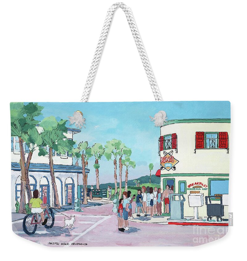 Konos Weekender Tote Bag featuring the painting Konos Pacific Beach San Diego California by Paul Strahm