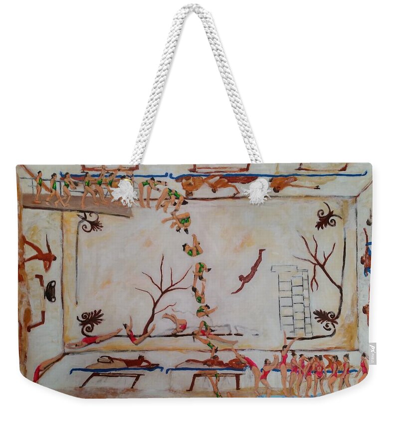 Tree Weekender Tote Bag featuring the painting Kottabos by Bachmors Artist