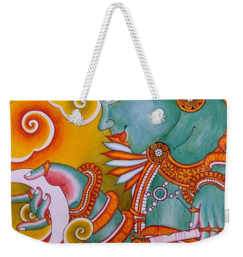 God Weekender Tote Bag featuring the painting Krishna by Silpa Saseendran