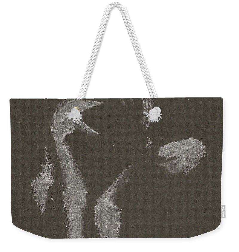 Figure Drawing Weekender Tote Bag featuring the drawing Kroki 2015 10 03_10 Figure Drawing White Chalk by Marica Ohlsson