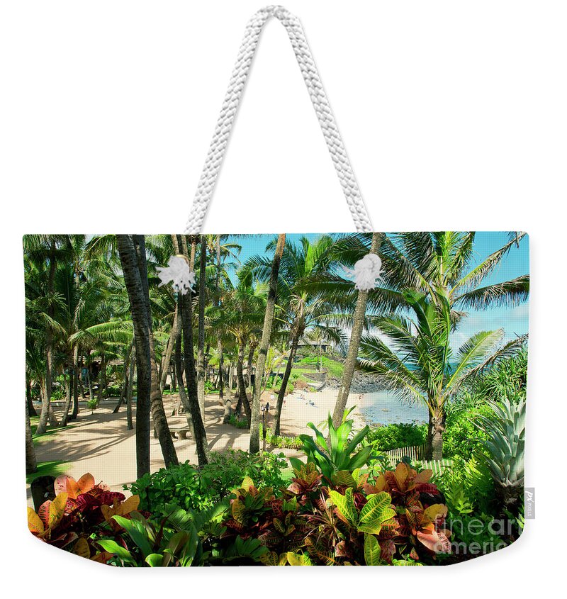Aloha Weekender Tote Bag featuring the photograph Kuau Beach Cove Paia Maui Hawaii by Sharon Mau