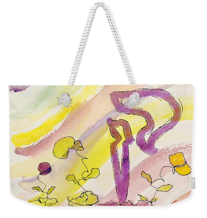 Kuf Kuph Caph Surround Weekender Tote Bag featuring the painting KUF and FLOWERS by Hebrewletters SL
