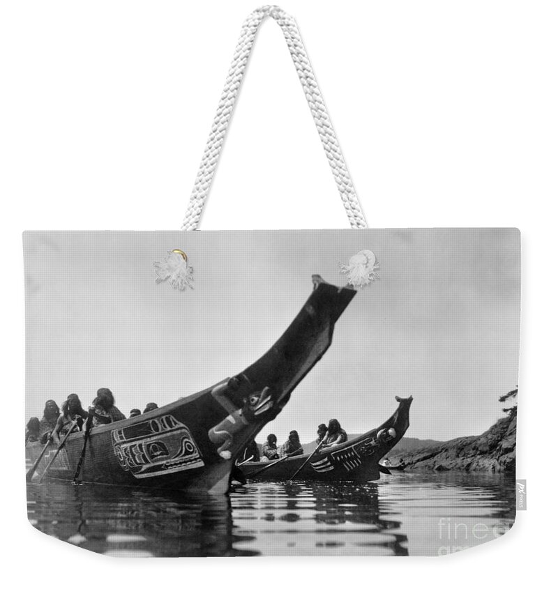 1914 Weekender Tote Bag featuring the photograph KWAKIUTL CANOES, c1914 by Granger