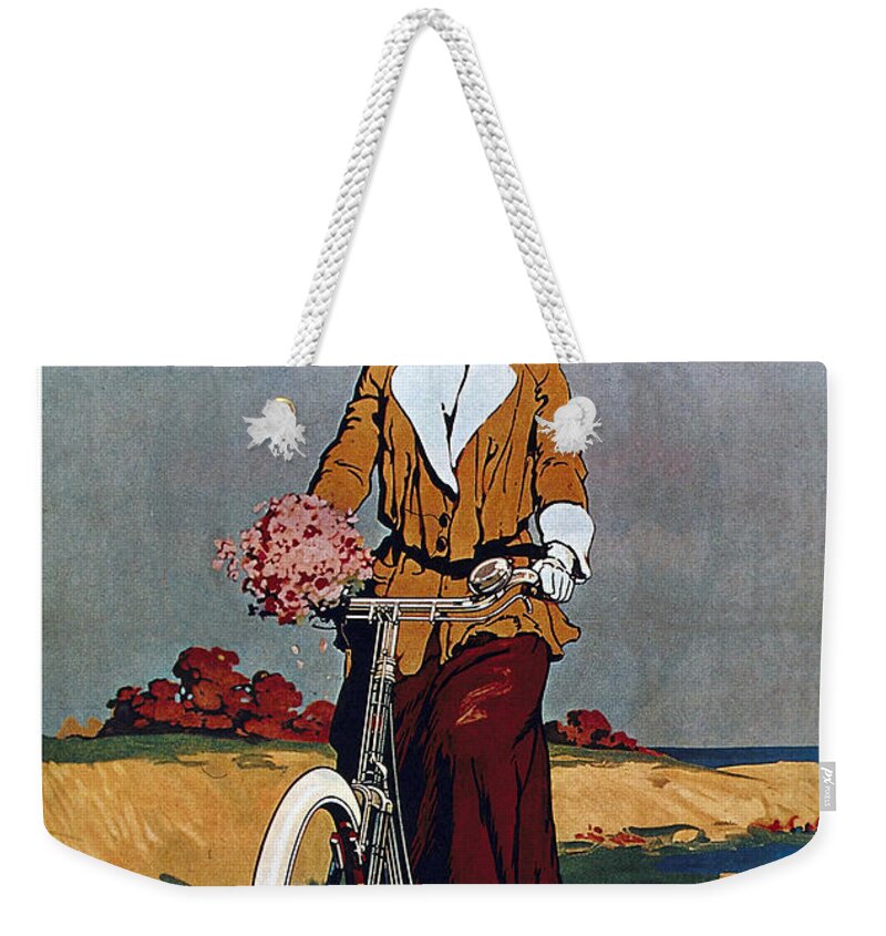 Vintage Weekender Tote Bag featuring the mixed media Kynoch Cycles - Bicycle - Vintage Advertising Poster by Studio Grafiikka