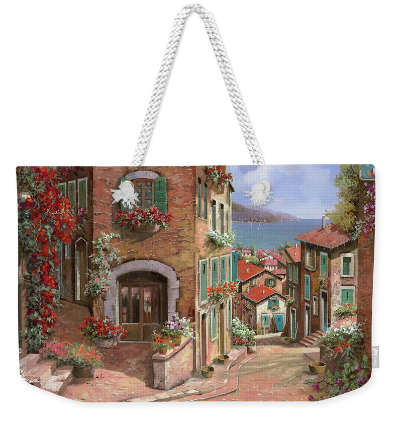 Seascape Weekender Tote Bag featuring the painting Scendendo Verso Il Mare by Guido Borelli