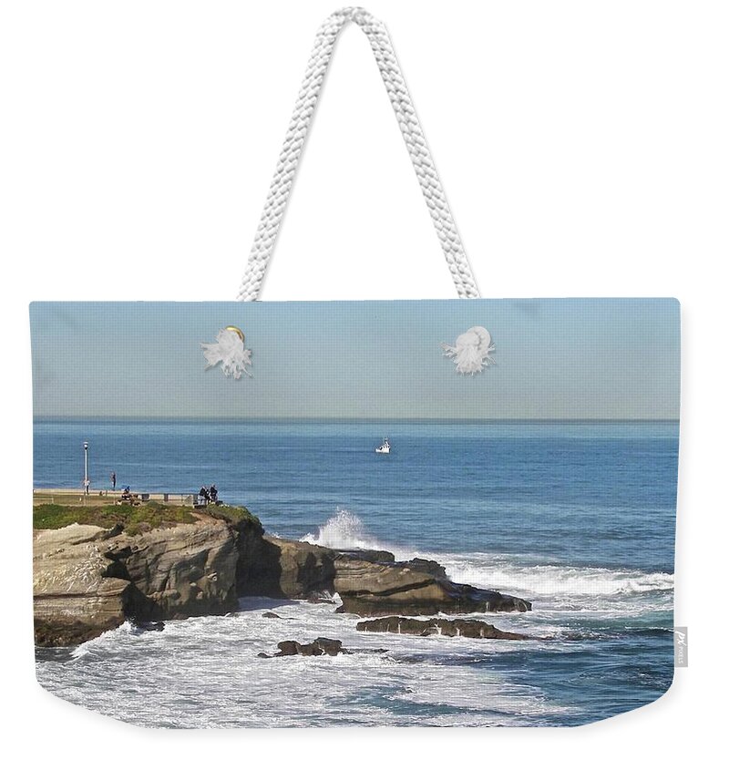 La Jolla Weekender Tote Bag featuring the photograph La Jolla Coves by Carol Bradley