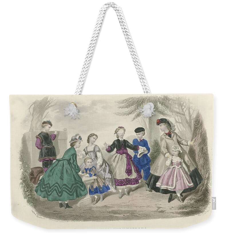 La Moda Elegante Ilustrada, 1866, Millin, Paul Lacouriere, Gilquin Fils, c. 1866 Weekender Tote Bag by La Moda Elegante Ilustrada - Pixels
