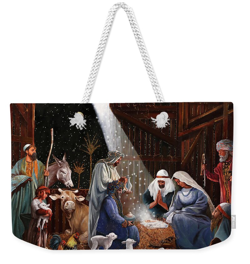 Nativity Weekender Tote Bag featuring the painting La Nativita' by Guido Borelli