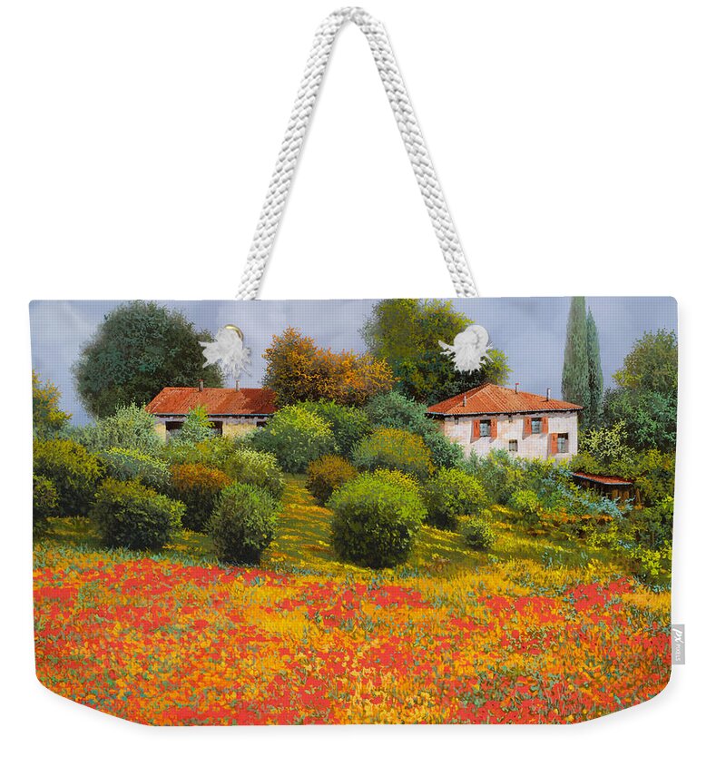 Summer Weekender Tote Bag featuring the painting L'estate fiorita by Guido Borelli