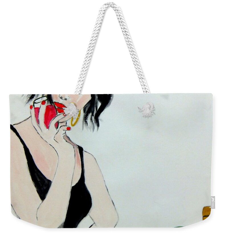 Expressionism. Portrait Weekender Tote Bag featuring the painting La vie est belle by Rusty Gladdish
