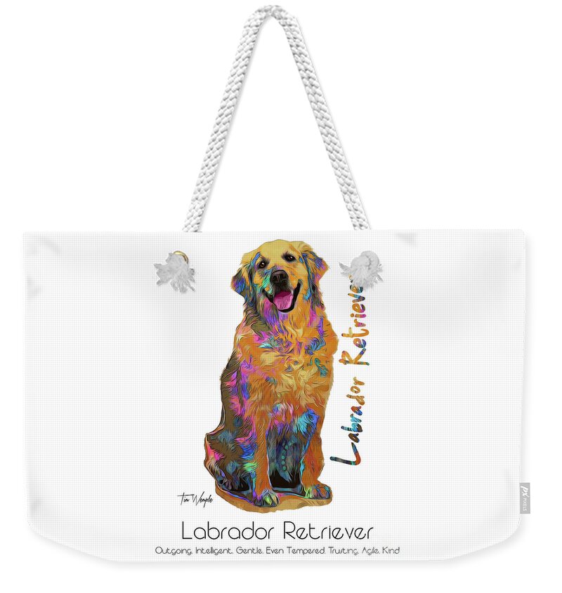 Labrador Weekender Tote Bag featuring the digital art Labrador Retriever Pop Art by Tim Wemple