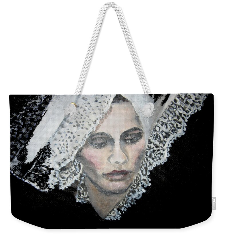 Lace Weekender Tote Bag featuring the painting Lace transparent by Vesna Martinjak