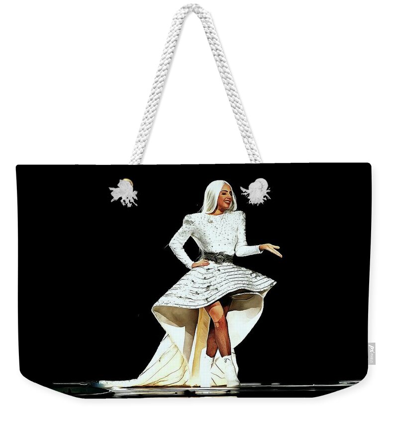 Lady Gaga Weekender Tote Bag featuring the digital art Lady Gaga by Maciek Froncisz