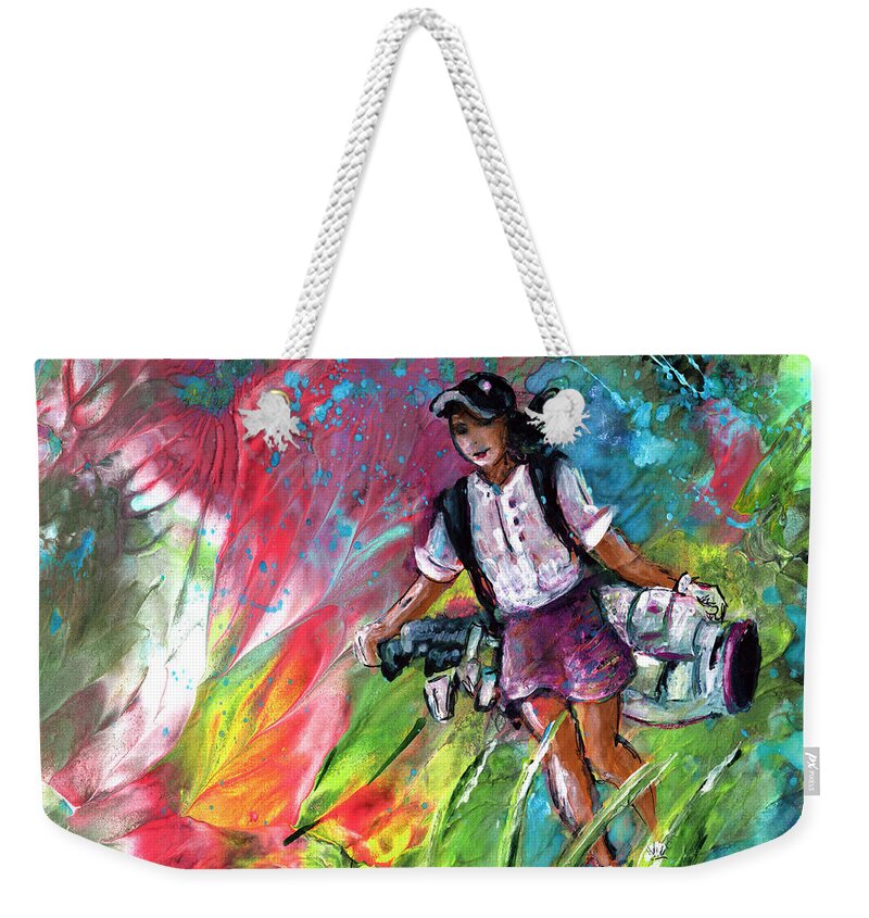 Sport Weekender Tote Bag featuring the painting Lady Golf 04 by Miki De Goodaboom