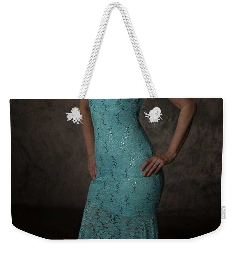Tina Richards Weekender Tote Bag featuring the photograph Lady in Blue by Gregory Daley MPSA
