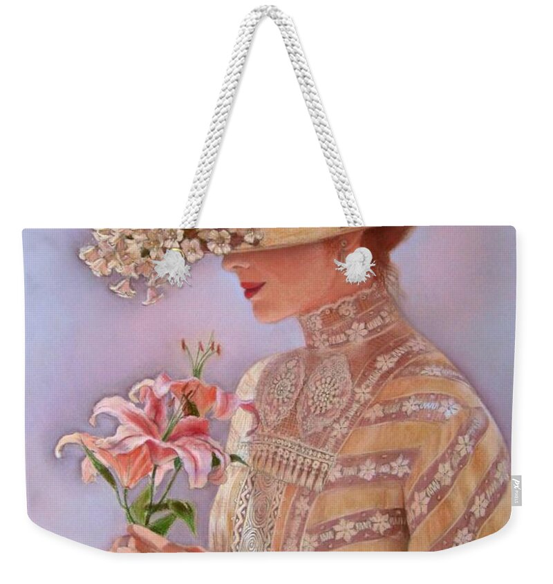 Elegant Weekender Tote Bag featuring the painting Lady Jessica by Sue Halstenberg