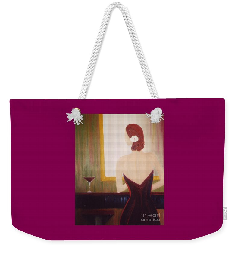 Martini Weekender Tote Bag featuring the painting Lady Sadie by Artist Linda Marie