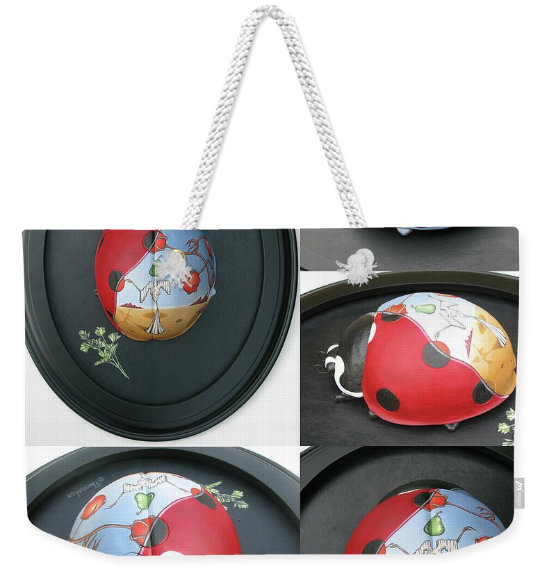  Weekender Tote Bag featuring the painting Ladybug on the Half Shell by Paxton Mobley