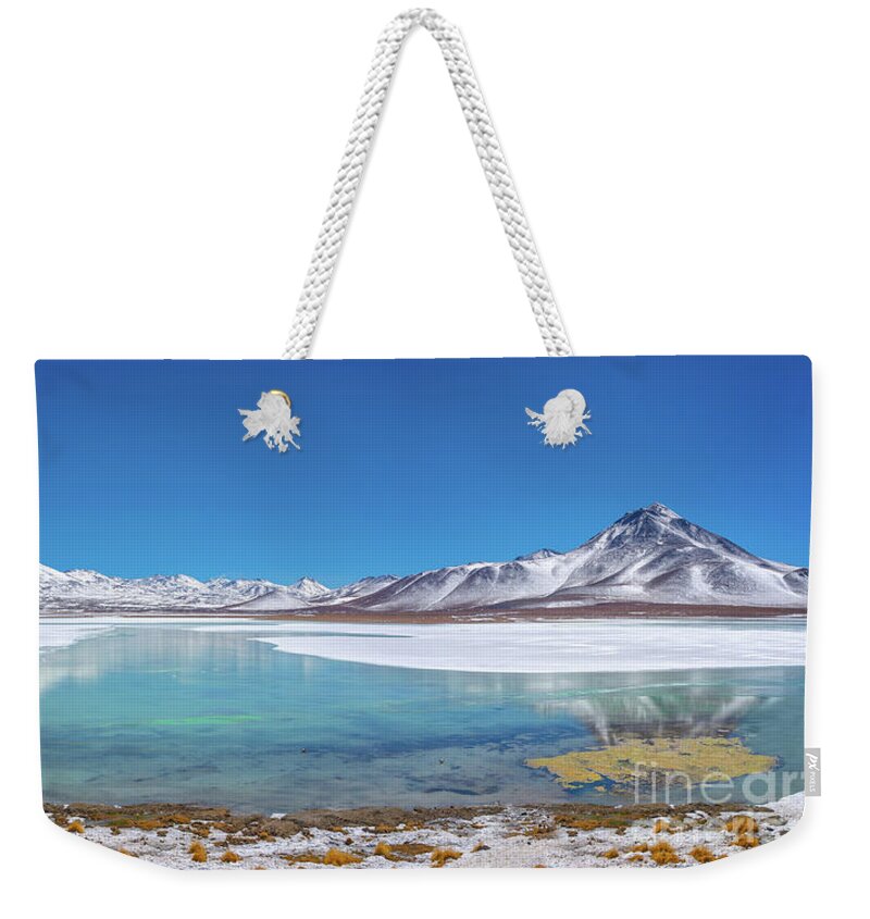 Bolivia Weekender Tote Bag featuring the photograph Laguna Blanca in Bolivia by Delphimages Photo Creations