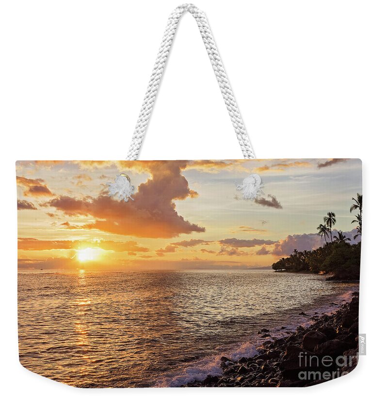 Lahaina Weekender Tote Bag featuring the photograph Lahaina Sunset by Eddie Yerkish