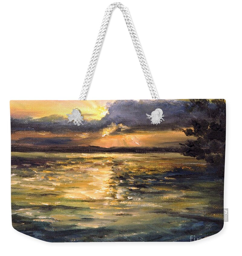 Lake Weekender Tote Bag featuring the painting Lake by Arturas Slapsys