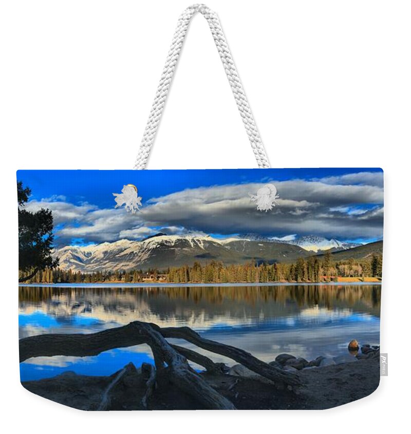 Lake Beauvert Weekender Tote Bag featuring the photograph Lake Beauvert Roots by Adam Jewell