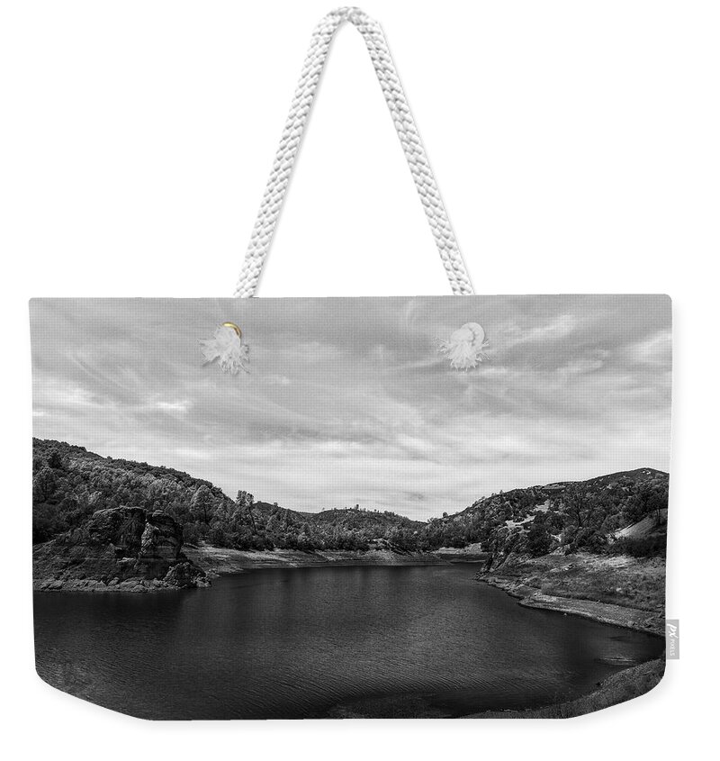 Bridge Weekender Tote Bag featuring the photograph Lake Berressa B/W by Bruce Bottomley