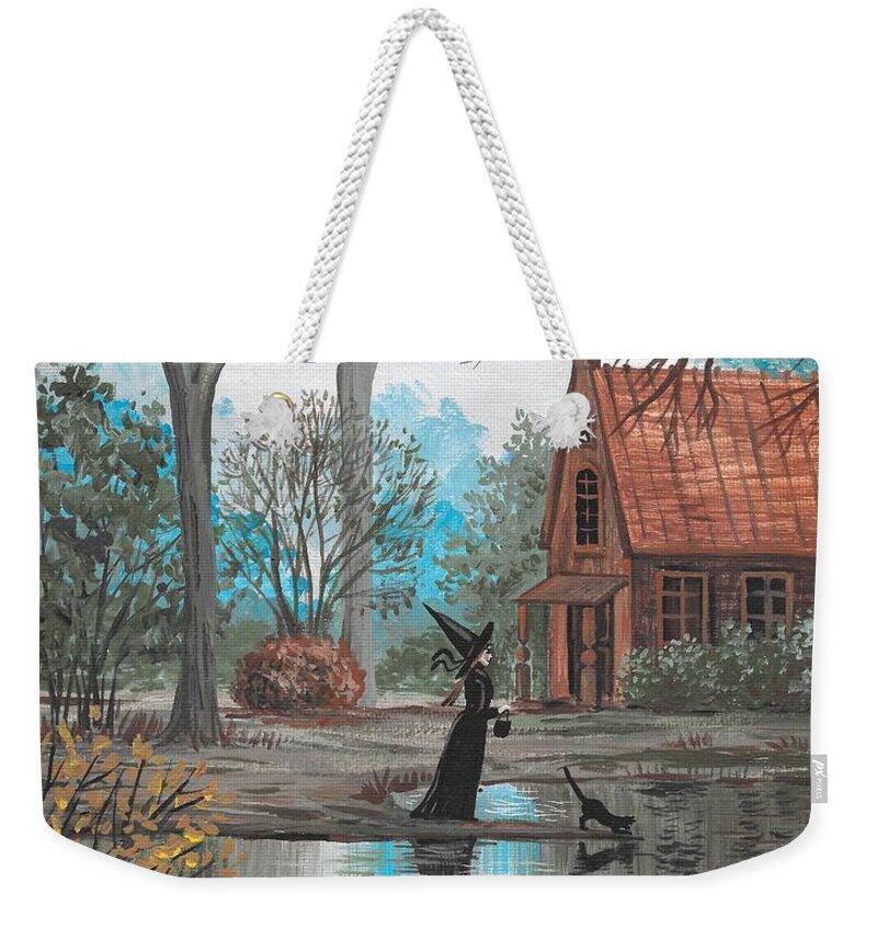 Print Weekender Tote Bag featuring the painting Lake Bewitched by Margaryta Yermolayeva