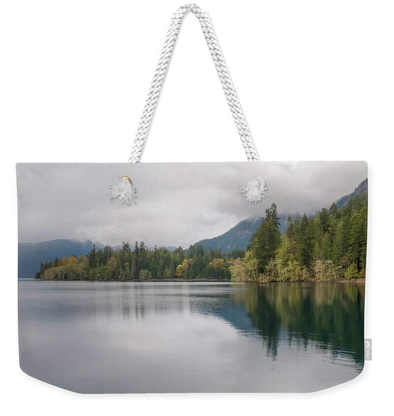 Lake Crescent Weekender Tote Bag featuring the photograph Lake Crescent Reflections by Kristina Rinell