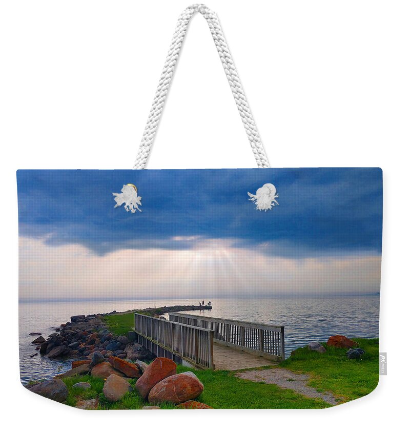 Lighthouse Weekender Tote Bag featuring the photograph Lake Huron Michigan by Michael Rucker