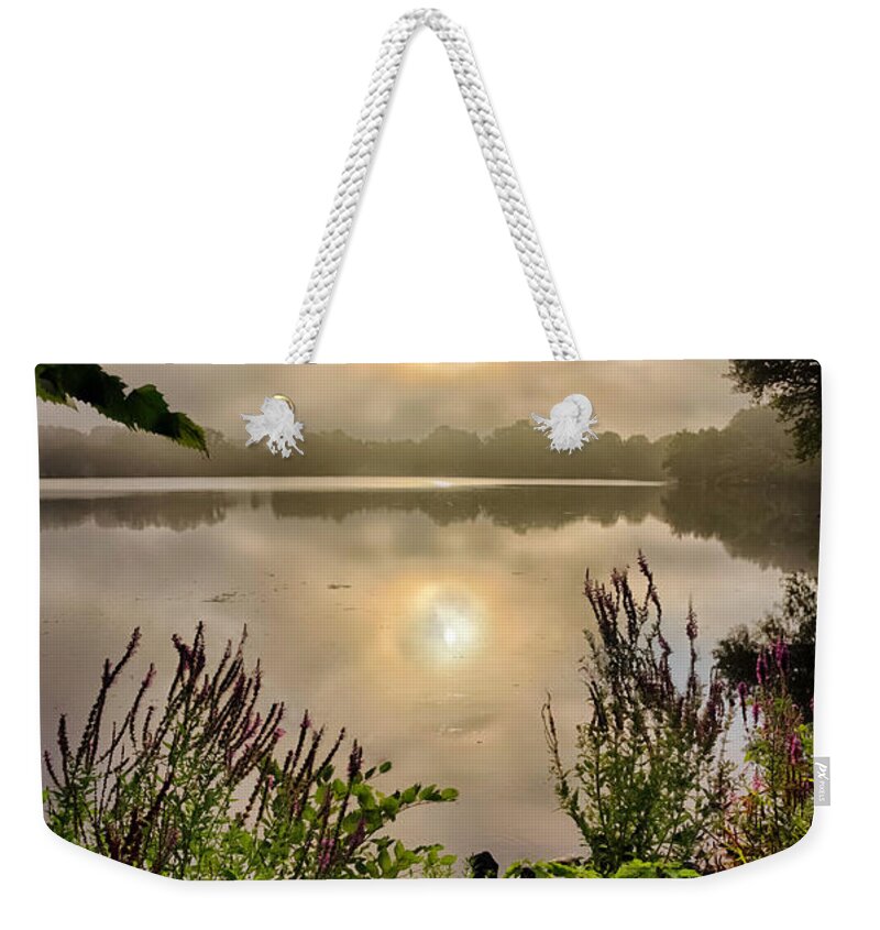 Landscape Weekender Tote Bag featuring the photograph Lake Pentucket Sunrise, Haverhill, MA by Betty Denise