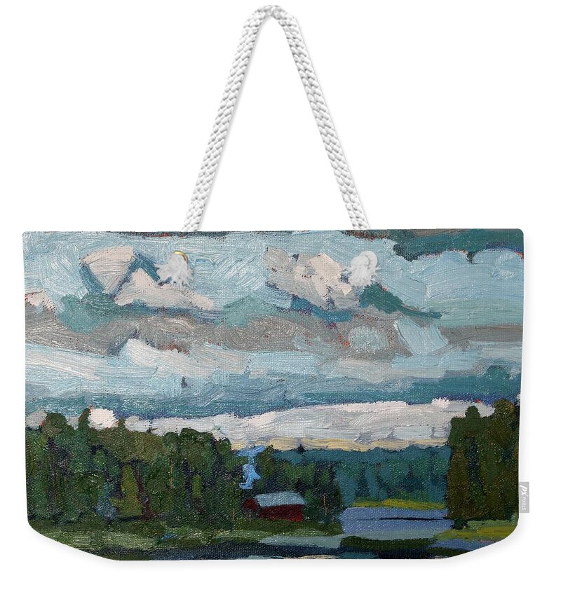 1956 Weekender Tote Bag featuring the painting Lake Robinson Evening by Phil Chadwick