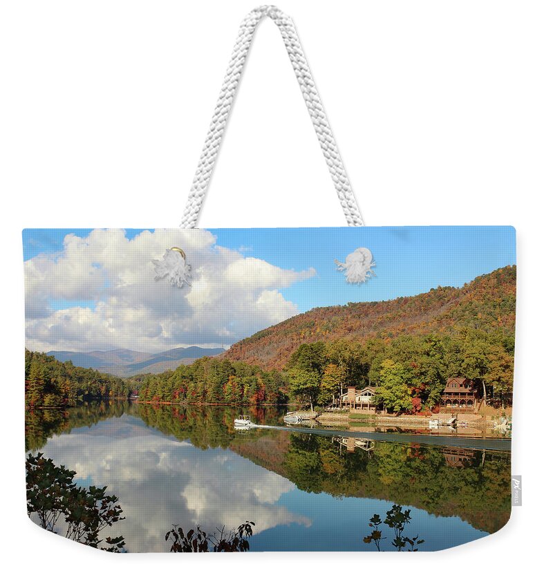 Lake Weekender Tote Bag featuring the photograph Lake Santeetlah by Lorraine Baum