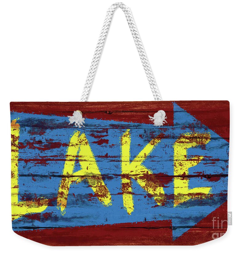 Jq Licensing Weekender Tote Bag featuring the painting Lake Sign by JQ Licensing