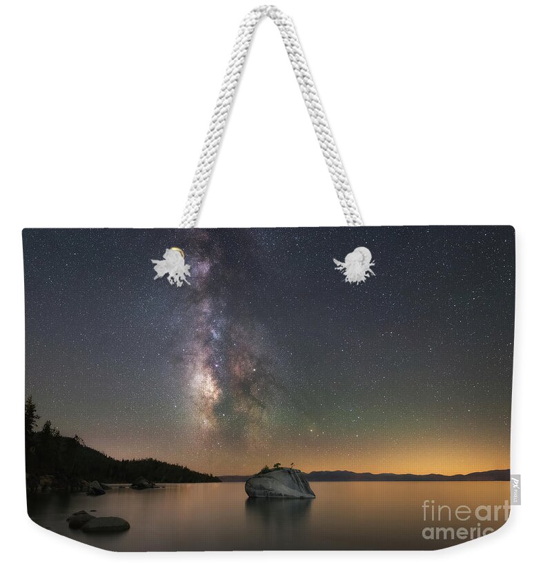 Bonsai Rock Weekender Tote Bag featuring the photograph Lake Tahoe Milky Way by Michael Ver Sprill