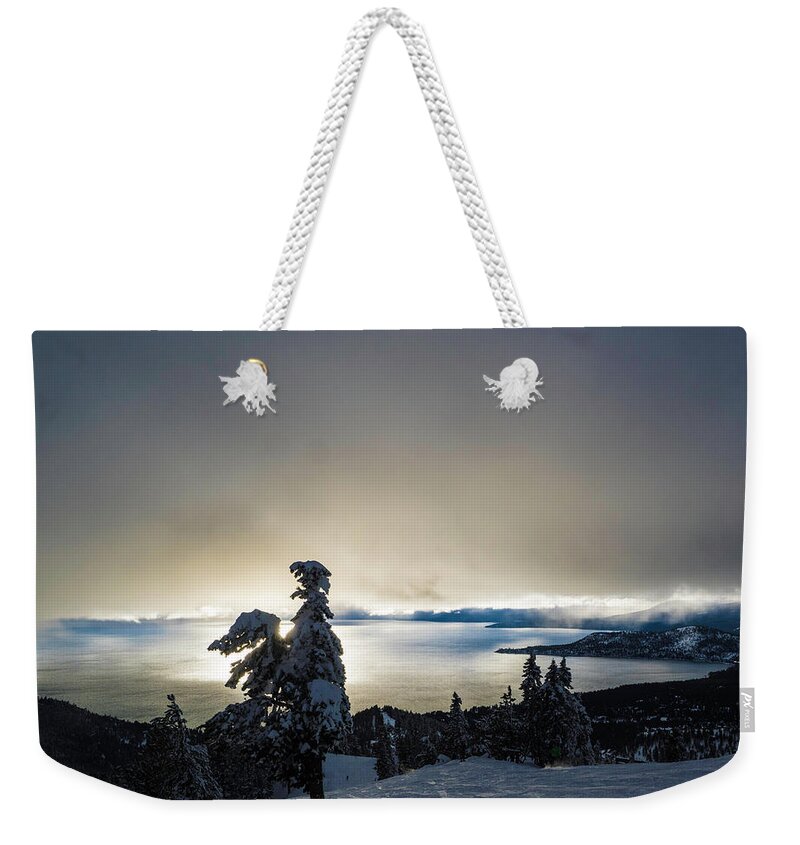 Lake Weekender Tote Bag featuring the photograph Lake Tahoe Skier by Martin Gollery