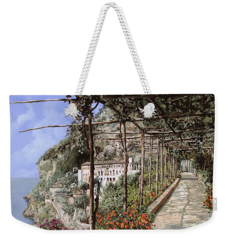 Landscape Weekender Tote Bag featuring the painting L'albergo dei frati cappuccini ad Amalfi by Guido Borelli