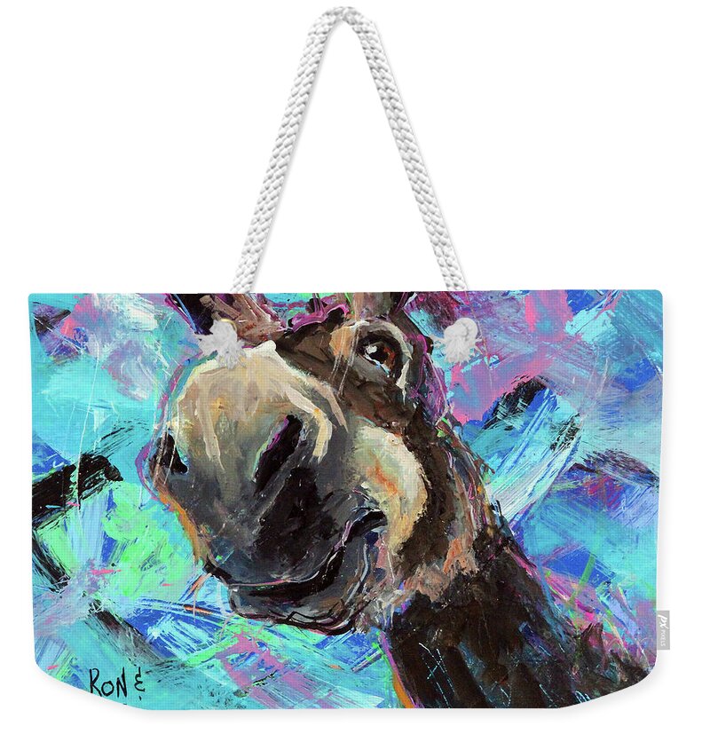 Donkey Weekender Tote Bag featuring the painting Lamont by Ron Krajewski