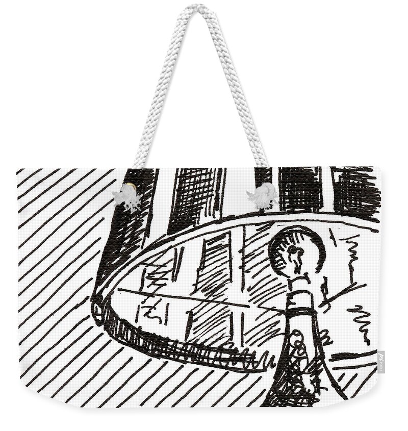 Lamp Weekender Tote Bag featuring the drawing Lamp 1 2015 - ACEO by Joseph A Langley
