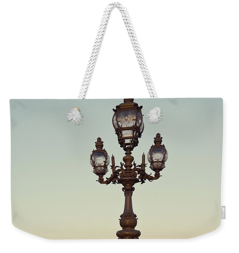 Photography Weekender Tote Bag featuring the photograph Lamp post on the River Seine in Paris by Ivy Ho