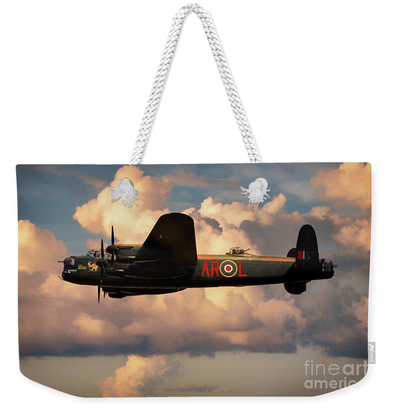 Lancaster Bomber Weekender Tote Bag featuring the digital art Lancaster L-Leader by Airpower Art