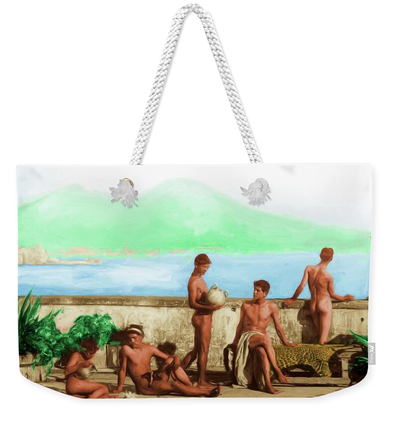 Wilhelm Weekender Tote Bag featuring the painting Land of Fire by Troy Caperton