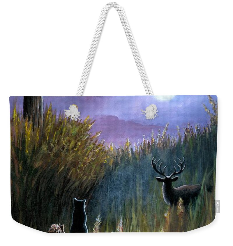 Landscape Weekender Tote Bag featuring the painting Landscape 464 by Lucie Dumas