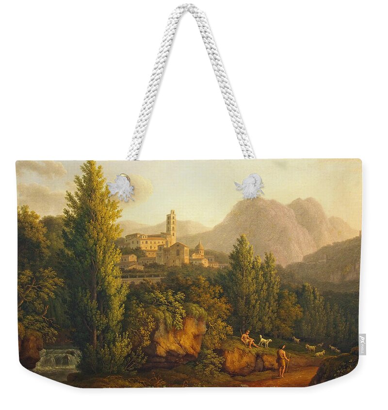 18th Century Art Weekender Tote Bag featuring the painting Landscape at Eboli by Jacob Philipp Hackert
