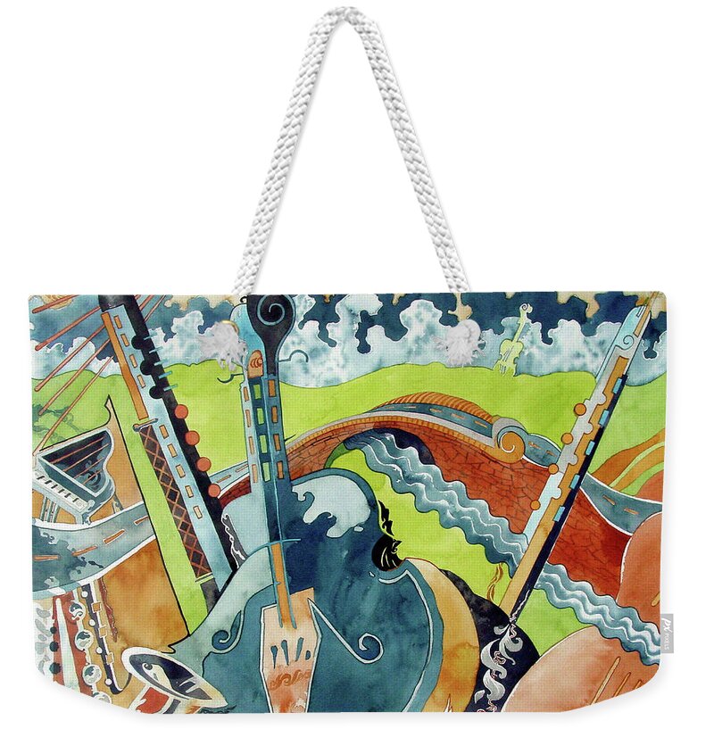 #landscape #watercolor #painting #modernart #abstract #art #artist #music Weekender Tote Bag featuring the painting Landscape in B-flat by Mick Williams