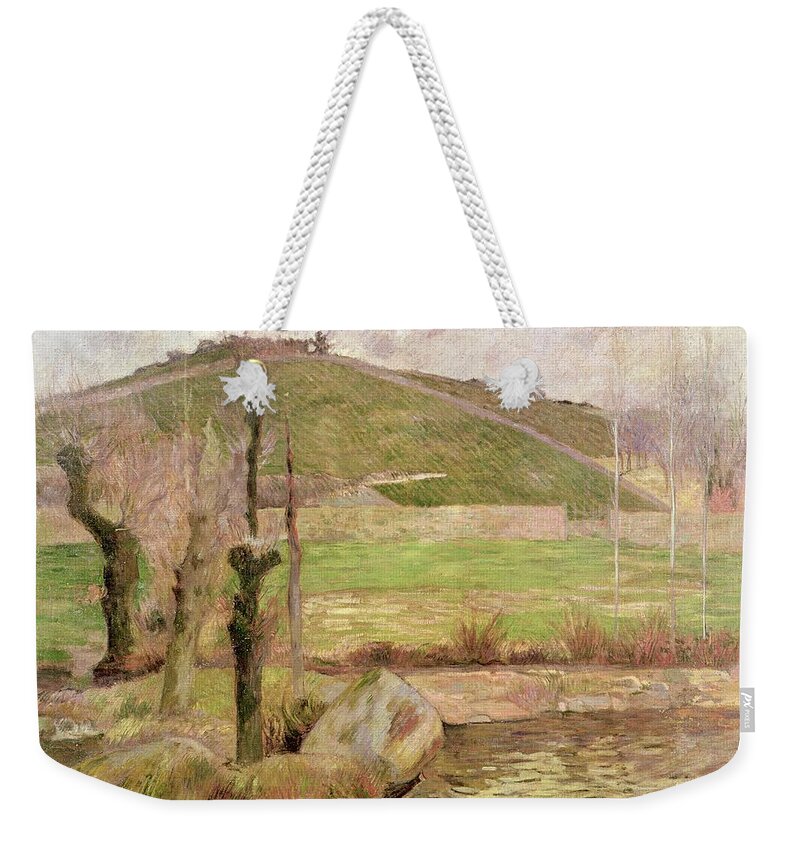 Landscape Near Pont-aven Weekender Tote Bag featuring the painting Landscape near Pont Aven by Paul Gauguin